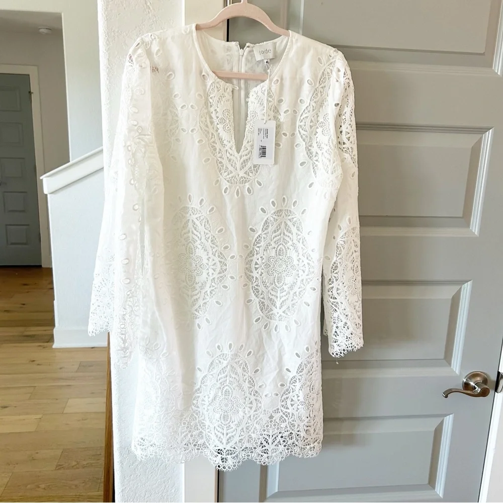 NWT Johnny Was Elandra Shift Eyelet Lace Cotton Dress White